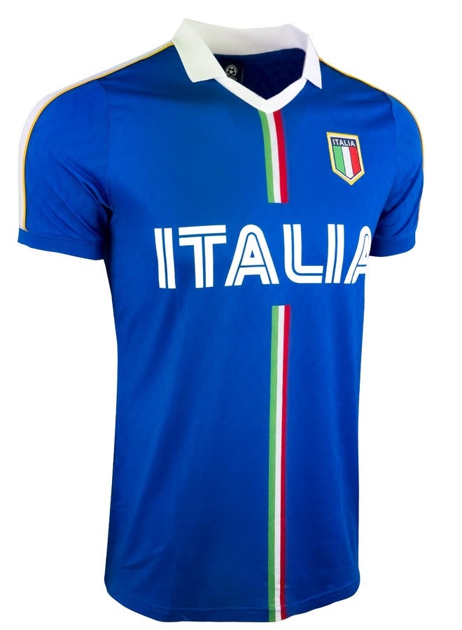 Just 4 Kicks Men's Italy Short Sleeve Shirt, Italia Classic Performance Jersey (AS) Blue - Image 2